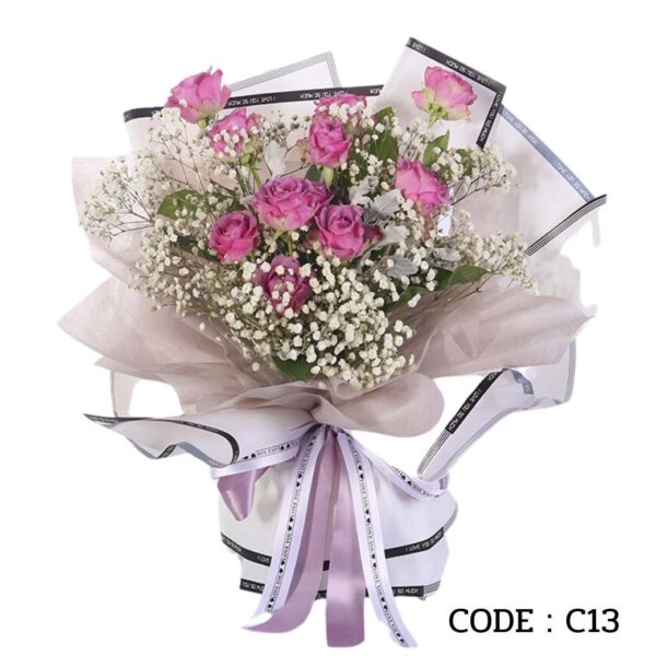 C13 ช่อกุหลาบ 12 ดอก ล้อมยิบโซ