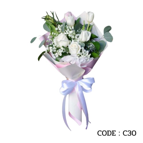 C30 ช่อทิวลิปดอก กุหลาบ 3 ดอก