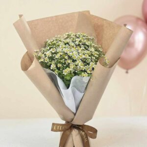 DAISY03-ช่อดอกเดซี่-โทนธรรมชาติ-ห่อกระดาษคราฟท์-สไตล์วินเทจ