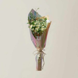 DAISY04-ช่อดอกเดซี่-ทรงสูง-โทนคันทรี-ห่อสีน้ำตาลโบว์เชือก