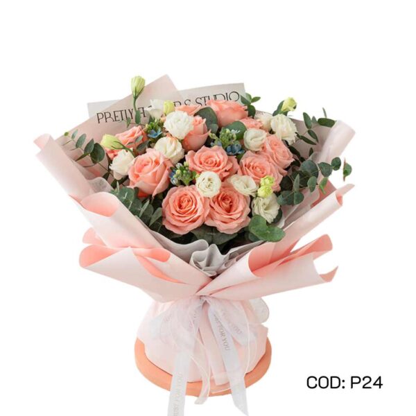 P24 กุหลาบขาว 14 ดอก ไลเซนทรัส