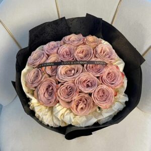 RE04-ช่อกุหลาบสีเอิร์ธโทน-ทรงกลม-Antique-Rose-กระดาษดำ-พรีเมียม