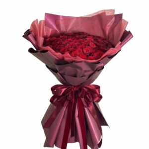 RR22-ช่อกุหลาบแดง-ทรงพุ่ม-Red-Velvet-กระดาษห่อสีเมทัลลิค-หรูหรา