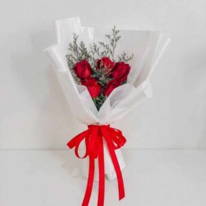 RR24-ช่อกุหลาบแดง-5ดอก-ทรงสูง-Classic-Love-เรียบง่าย-ราคาประหยัด