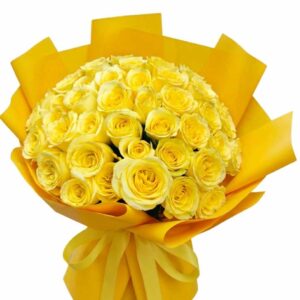 RY-04-ช่อดอกกุหลาบสีเหลือง-50-ดอก-Golden-Sunshine-แทนความยินดีและมิตรภาพ