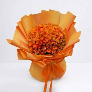 RY05-ช่อดอกกุหลาบสีส้ม-100ดอก-จัดช่อทรงกลม-Sunset-Glow-บูเก้ดอกไม้สดไซส์ใหญ่.jpg