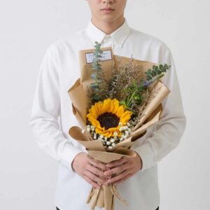 SUN02-ช่อทานตะวัน-กระดาษคราฟท์-ดอกไม้แห้งแคสเปีย-แนววินเทจ