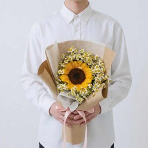 SUN03-ช่อทานตะวัน-จัดช่อกลม-ดอกเดซี่-ของขวัญวันเกิด-น่ารักมินิมอล