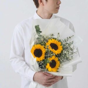 SUN05-ช่อดอกทานตะวัน-3-ดอก-ห่อสีขาว-ช่อใหญ่-ของขวัญพิเศษ