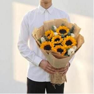 SUN12-ช่อดอกทานตะวัน-กระสอบป่าน-สไตล์วินเทจ-ของขวัญผู้ชาย-ส่งด่วน