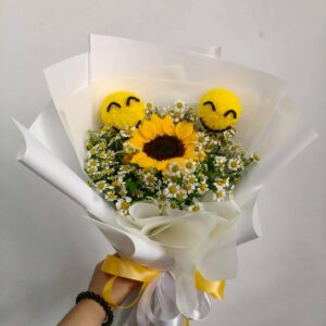 paksasawan13-ช่อดอกปิงปองทานตะวัน-ร้านดอกไม้มีบริการส่ง