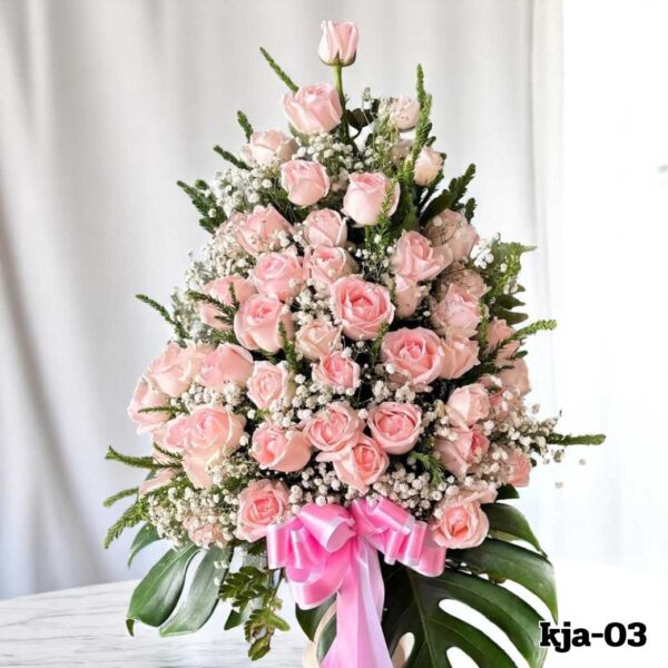 kja-03-แจกันดอกไม้ทรงสูง ชมพู