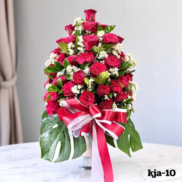 kja-10-แจกันดอกไม้สด โทนแดง