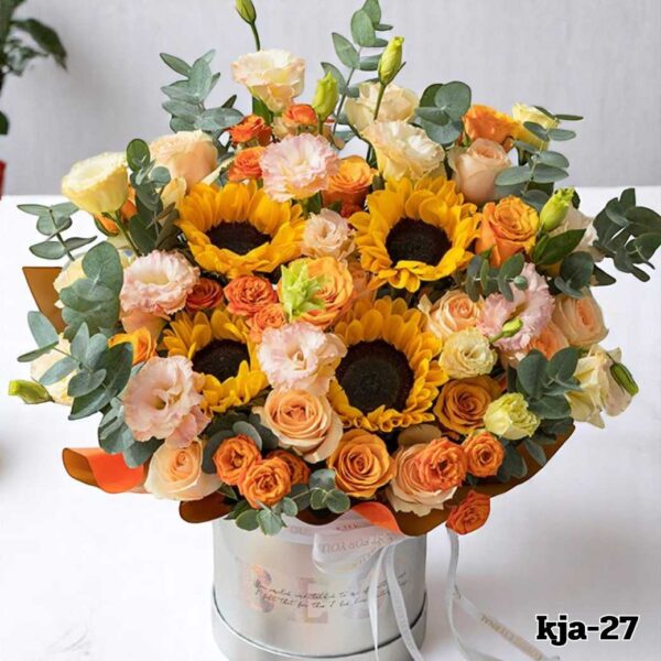 kja-27-ถังกล่องดอกไม้ ทานตะวันเหลือง