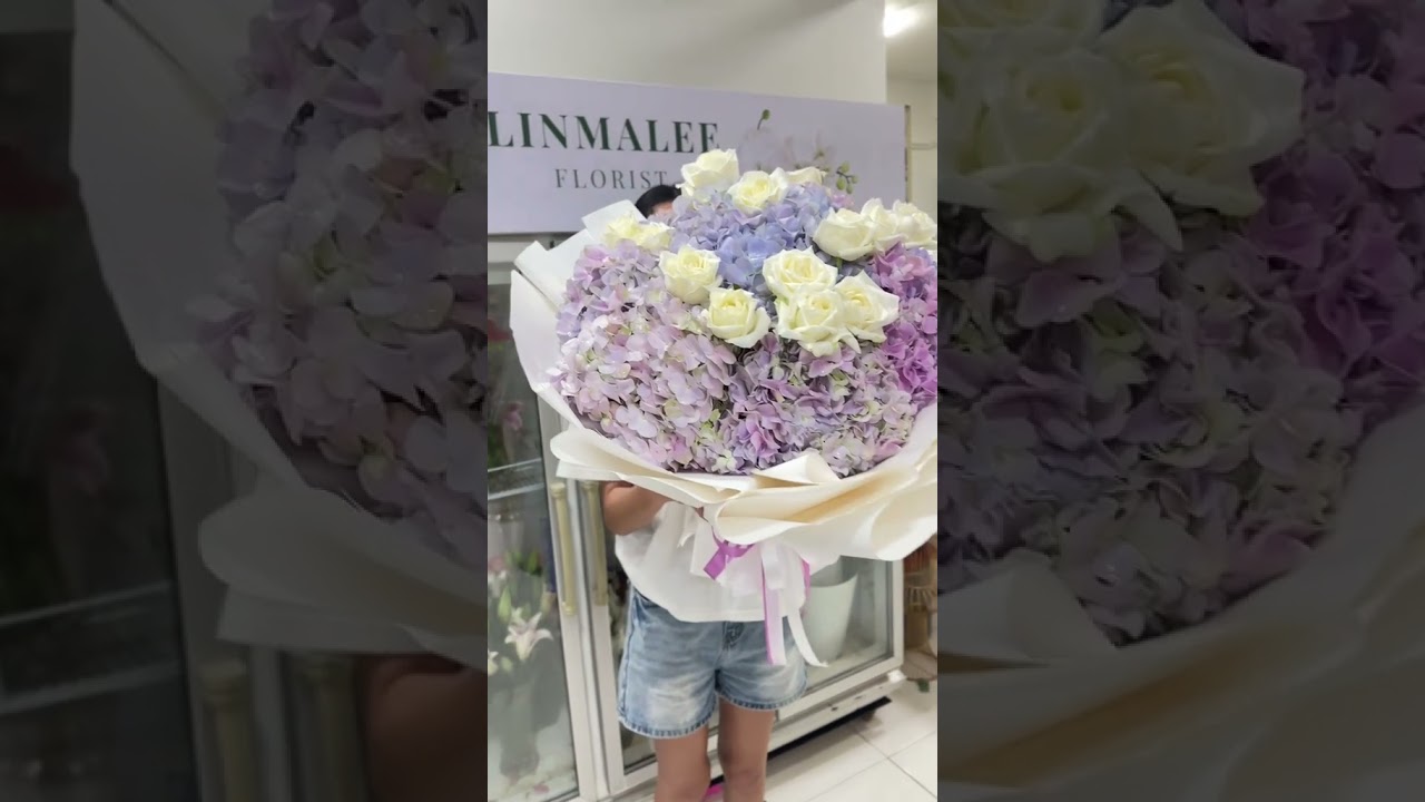 hydrangea bouquet 🪻 💜   #ร้านดอกไม้ใกล้ฉัน #bouquet #ช่อดอกไฮเดรนเยีย