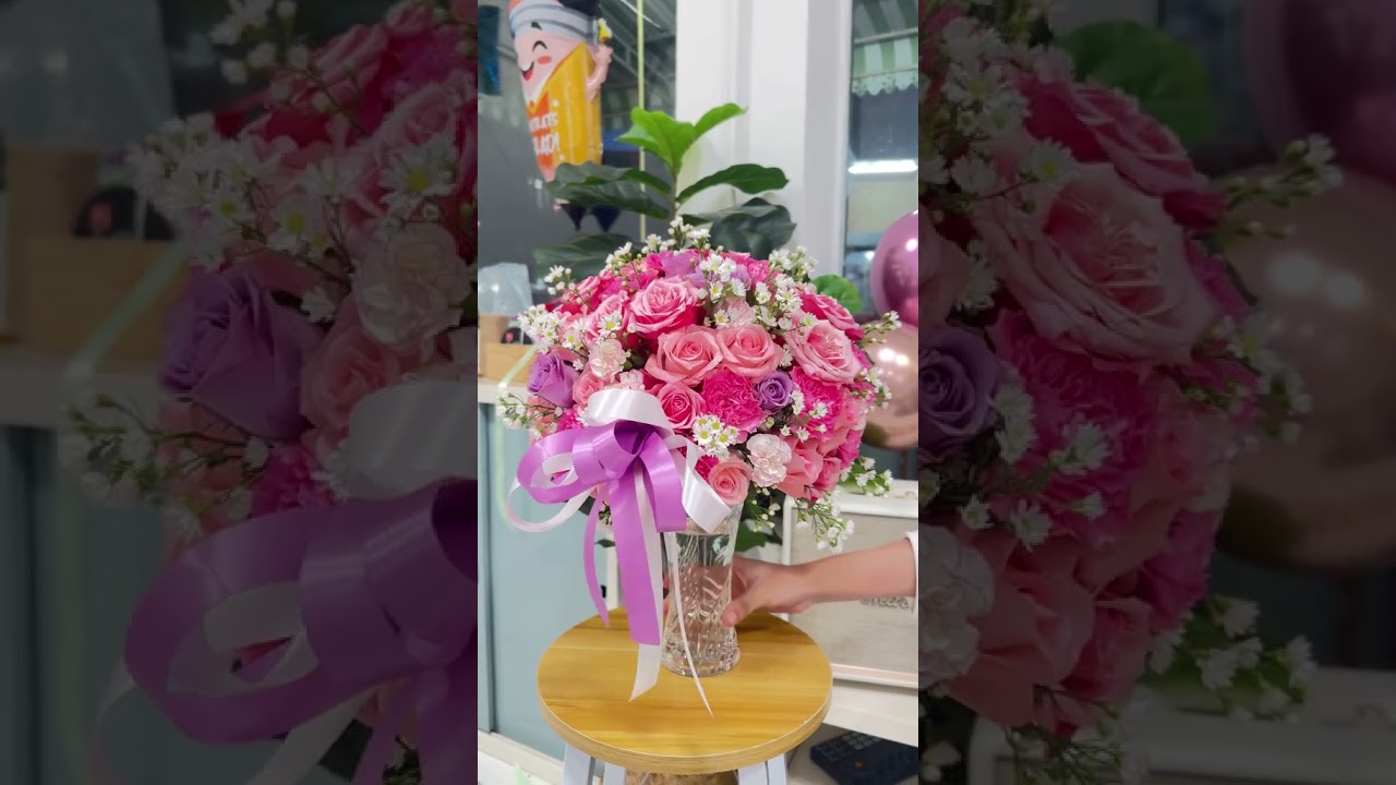 แจกันดอกไม้สวยๆ โทนสดใส ❤️🌷 #ร้านดอกไม้ใกล้ฉัน #bouquet #ร้านดอกไม้สะพานควาย