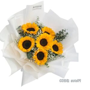 Sunshine Pure White Bouquet – ช่อทานตะวันโทนขาวพรีเมียม