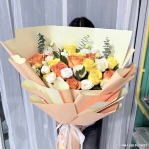 RY08 กุหลาบเหลือง กุหลาบส้ม ช่อใหญ่