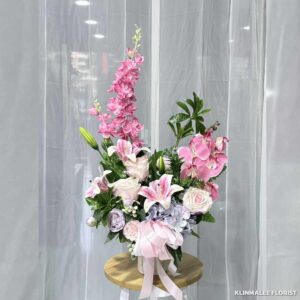 PVASEPU02-แจกันดอกไม้ประดิษฐ์ กุหลาบ ลิลลี่ ไฮเดรนเยีย สวยหรู